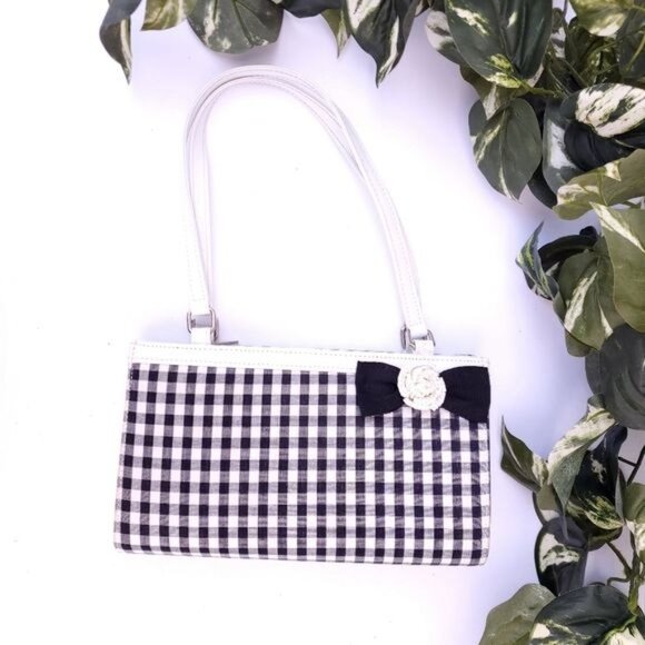 Vintage Y2K 90s Gingham Handbag Shoulder Bag Baguette - Picture 1 of 6